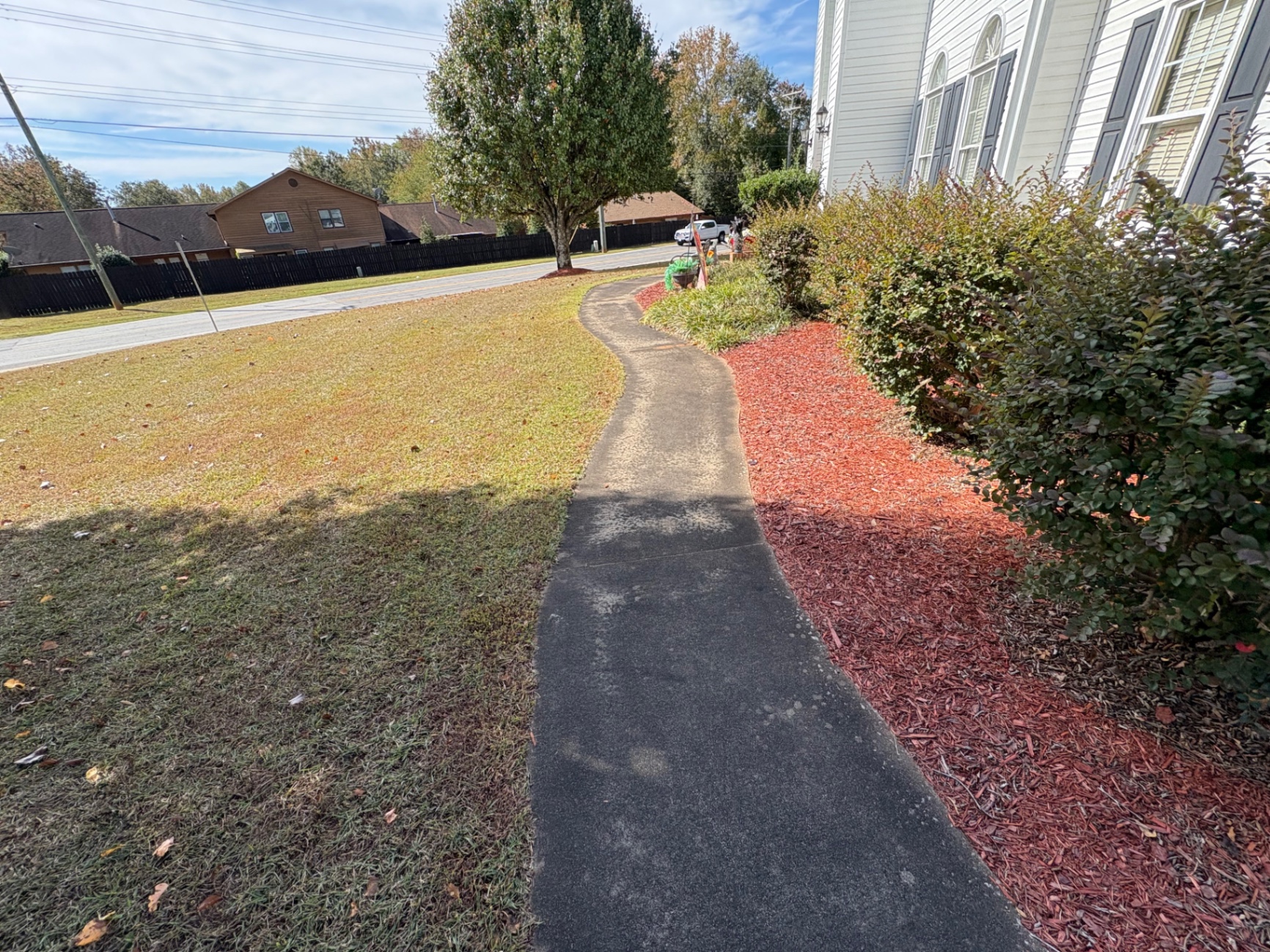 Sidewalk cleaning before and after – before